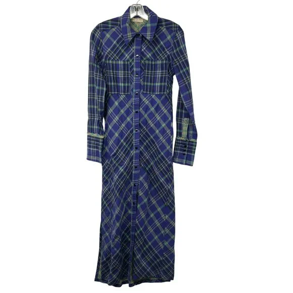 NEW Free People Ruth Long Button Front Shirt Dress Duster Jacket Purple Green - Picture 4 of 15